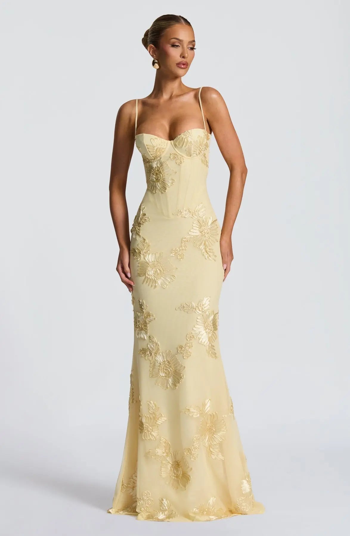 Fitted Satin Maxi Dress with Corset Bodice for Women TARHUS  AS - Womens - Maxi Dress