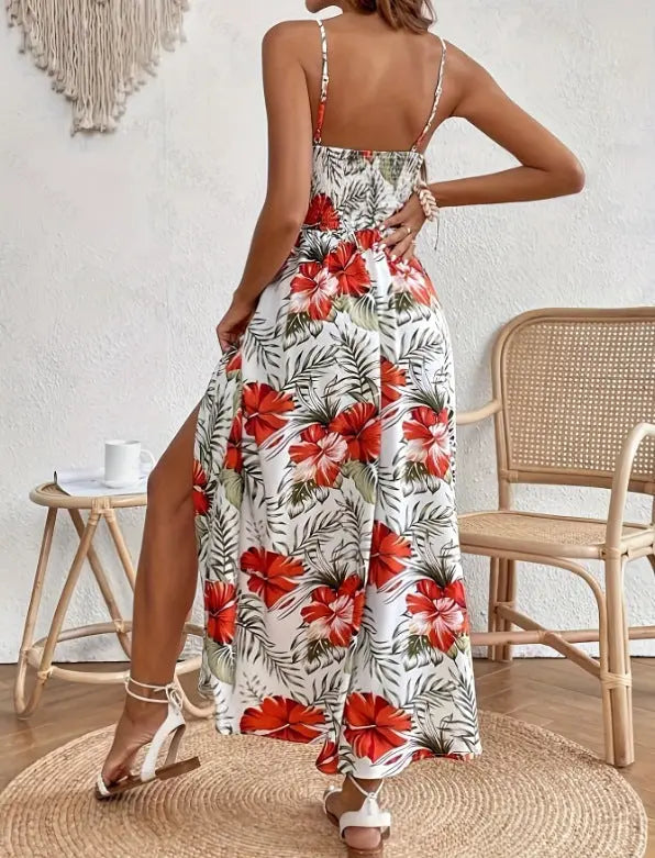Flowing Maxi Dress with Tropical Floral Print for Women TARHUS  SS - Womens - Maxi Dress