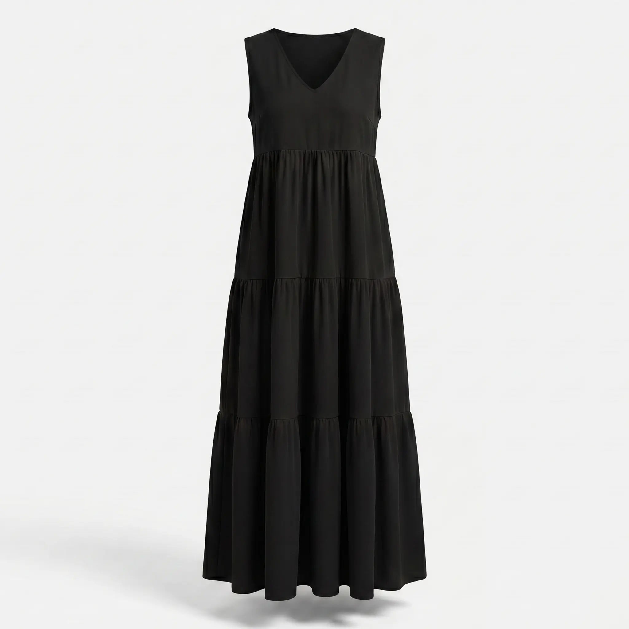 Flowing Tiered Maxi Dress with V-Neck for Women TARHUS  SS - Womens - Maxi Dress