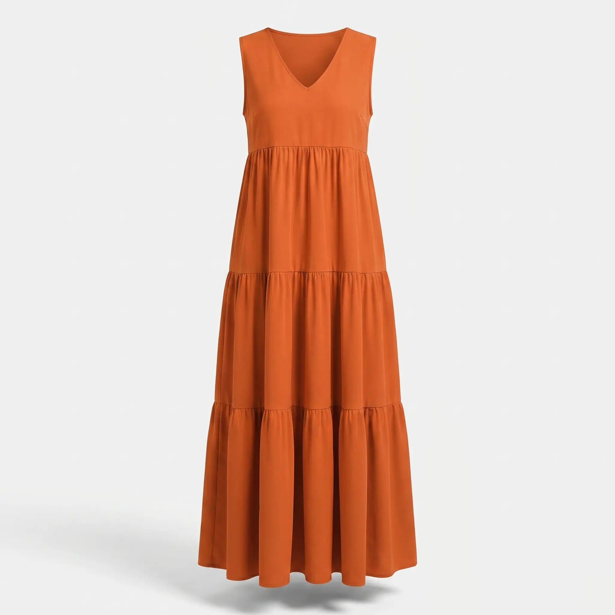 Flowing Tiered Maxi Dress with V-Neck for Women TARHUS  SS - Womens - Maxi Dress