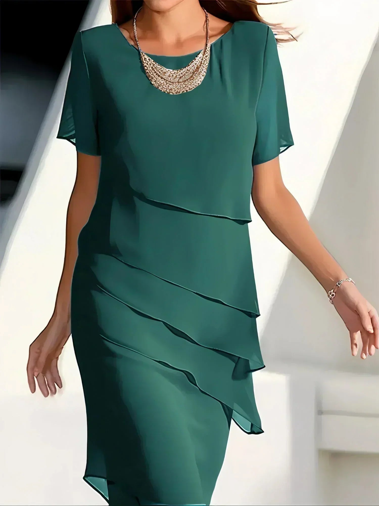 Celeste | Tiered Chiffon Midi Dress TARHUS