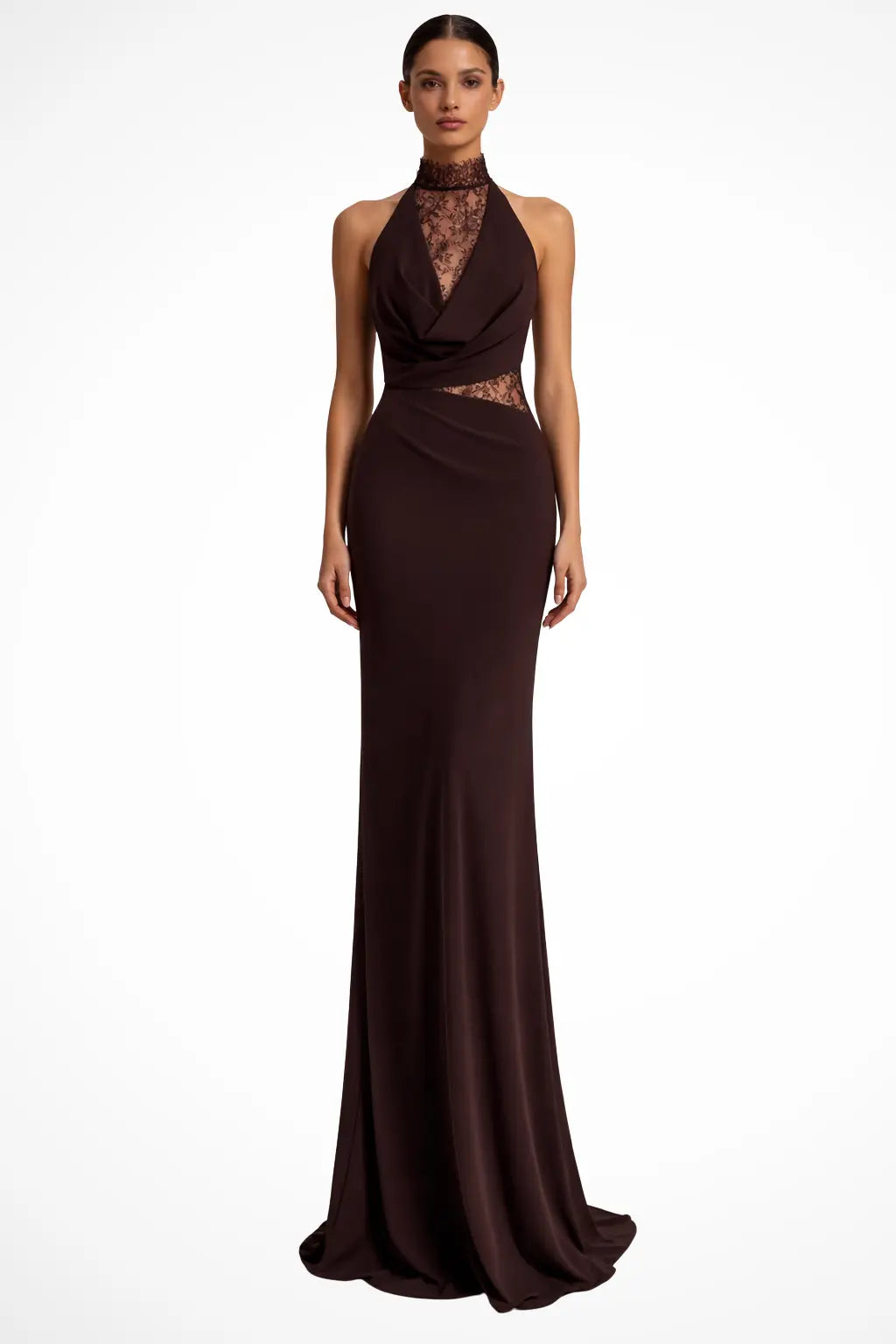 Vesper | Women Halter Neck Lace Panel Sleeveless Wedding Guest Maxi Dress TARHUS  Maxi Dress