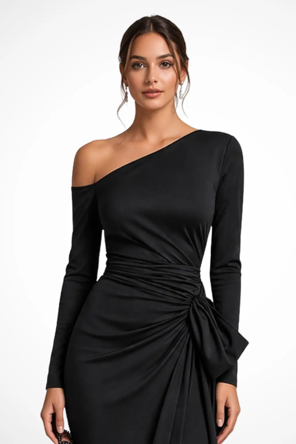 Valmora | Women One Shoulder Satin Maxi Wedding Guest Evening Dress TARHUS  Wedding Guest Gowns