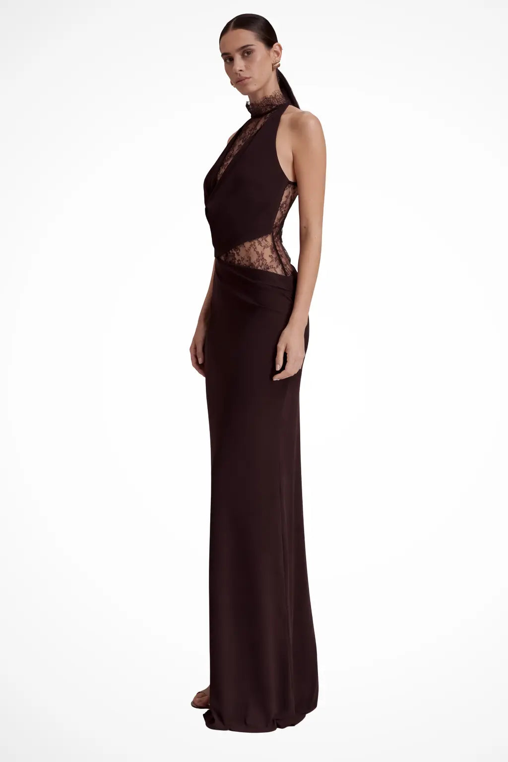 Vesper | Women Halter Neck Lace Panel Sleeveless Wedding Guest Maxi Dress TARHUS  Maxi Dress