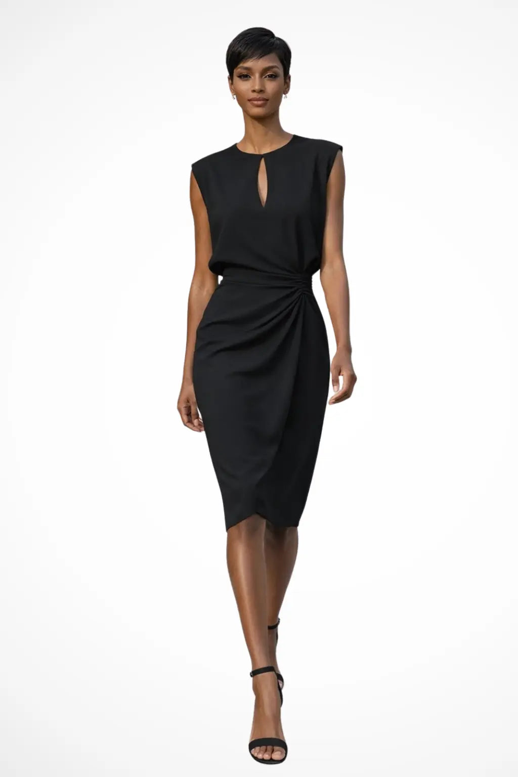 Cressida | Women Ruched Wrap Midi Dress with Cap Sleeves TARHUS  Women Dress