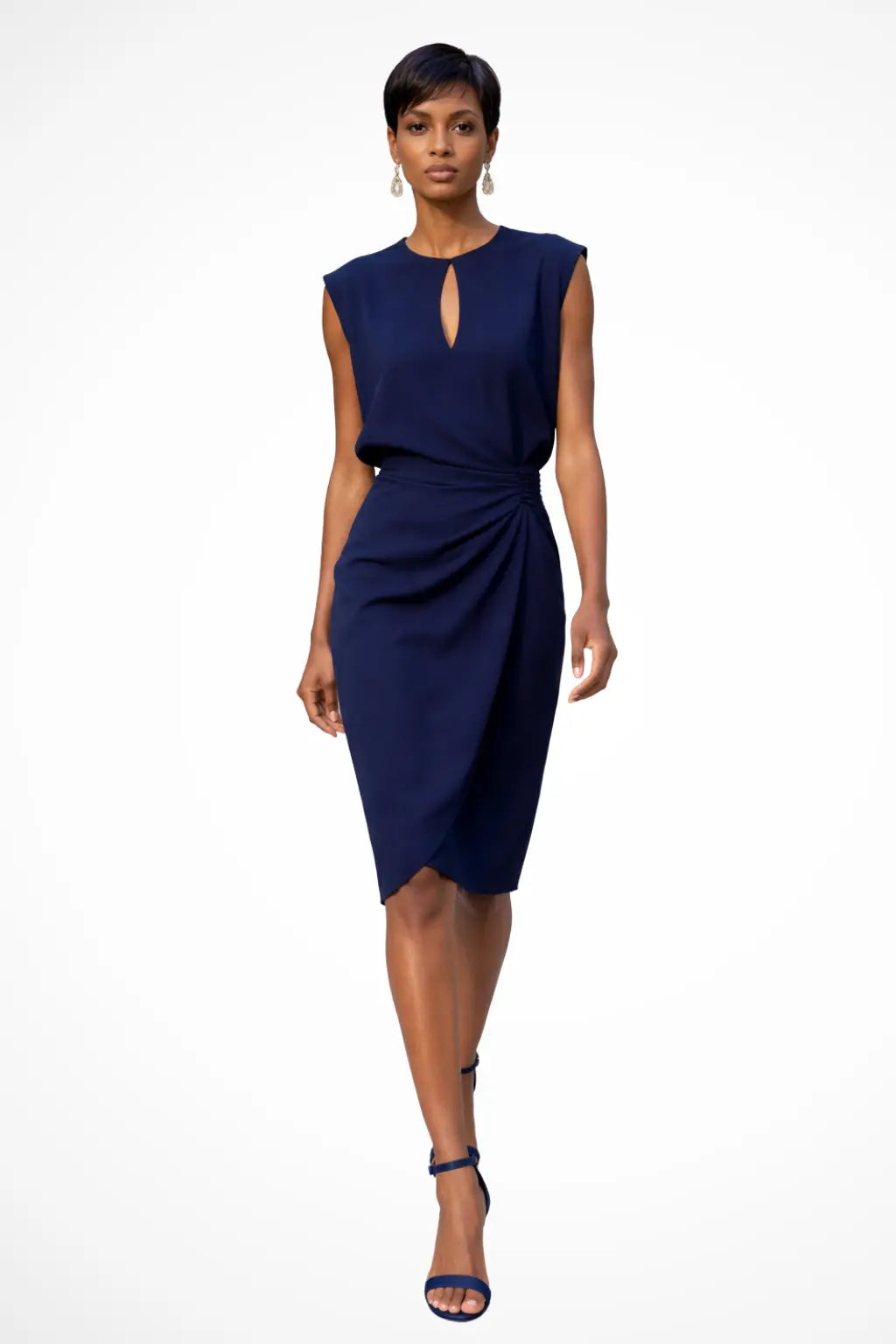 Cressida | Women Ruched Wrap Midi Dress with Cap Sleeves TARHUS  Women Dress