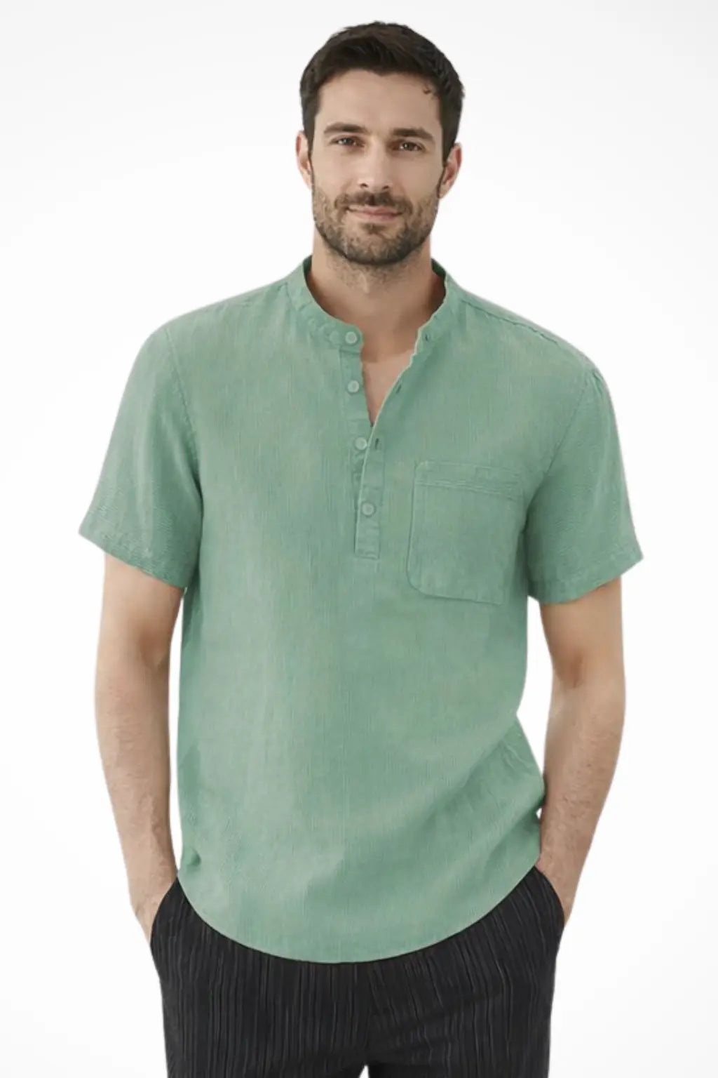 Archer | Men Linen Collar Short Sleeve Summer Shirt TARHUS  Men Shirts