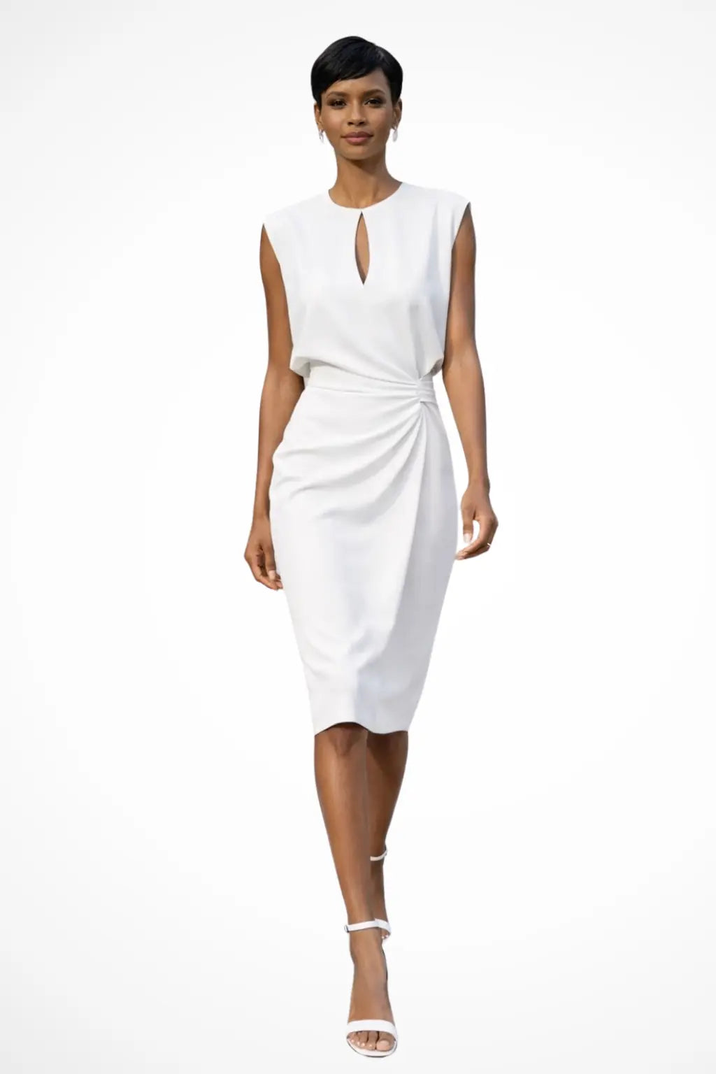 Cressida | Women Ruched Wrap Midi Dress with Cap Sleeves TARHUS  Women Dress
