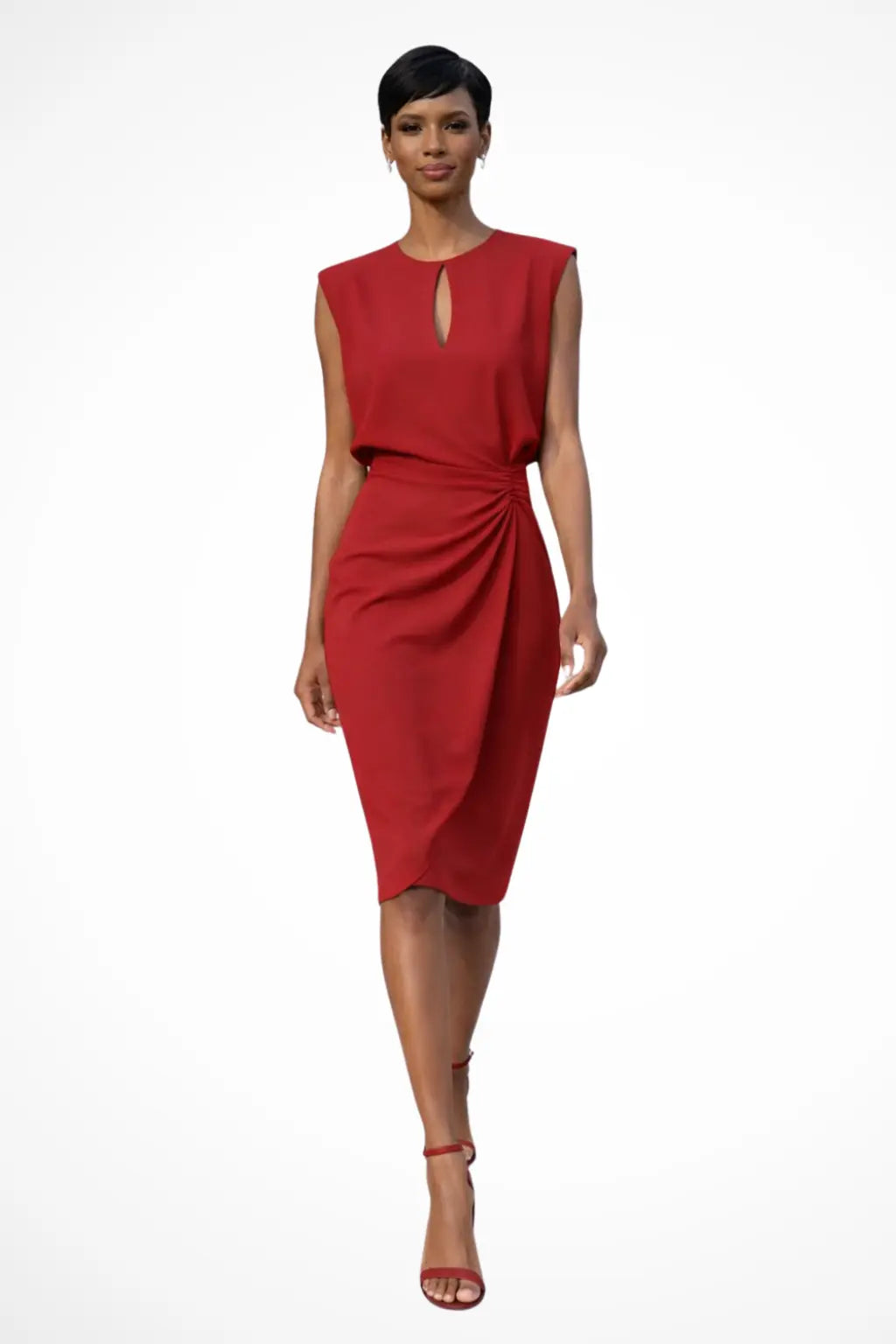 Cressida | Women Ruched Wrap Midi Dress with Cap Sleeves TARHUS  Women Dress