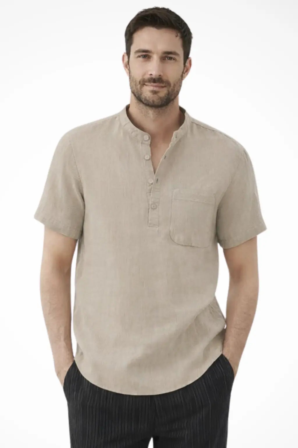 Archer | Men Linen Collar Short Sleeve Summer Shirt TARHUS  Men Shirts