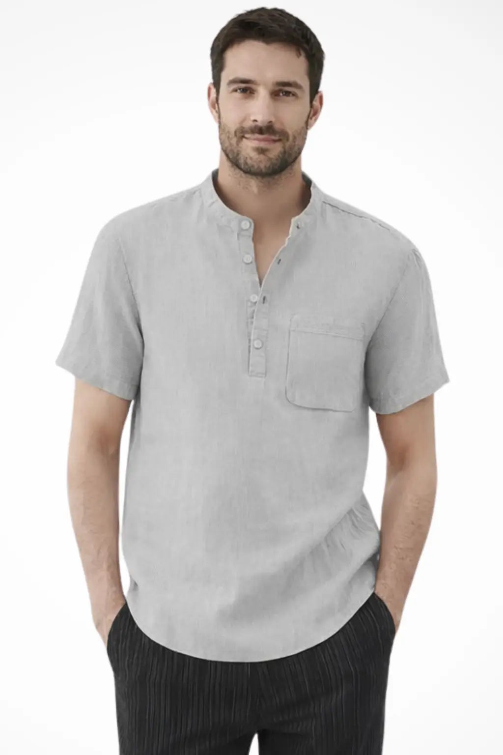 Archer | Men Linen Collar Short Sleeve Summer Shirt TARHUS  Men Shirts