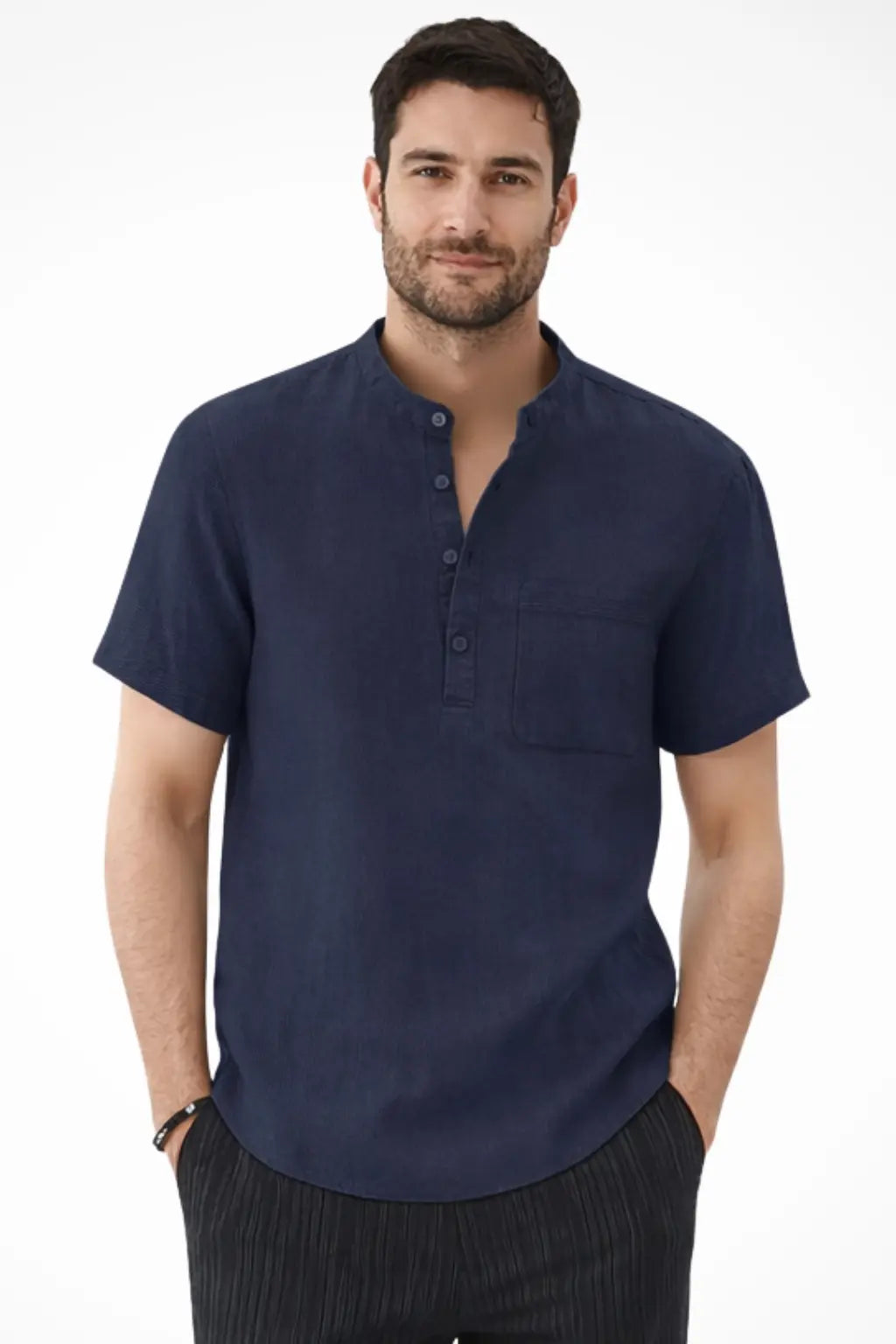 Archer | Men Linen Collar Short Sleeve Summer Shirt TARHUS  Men Shirts
