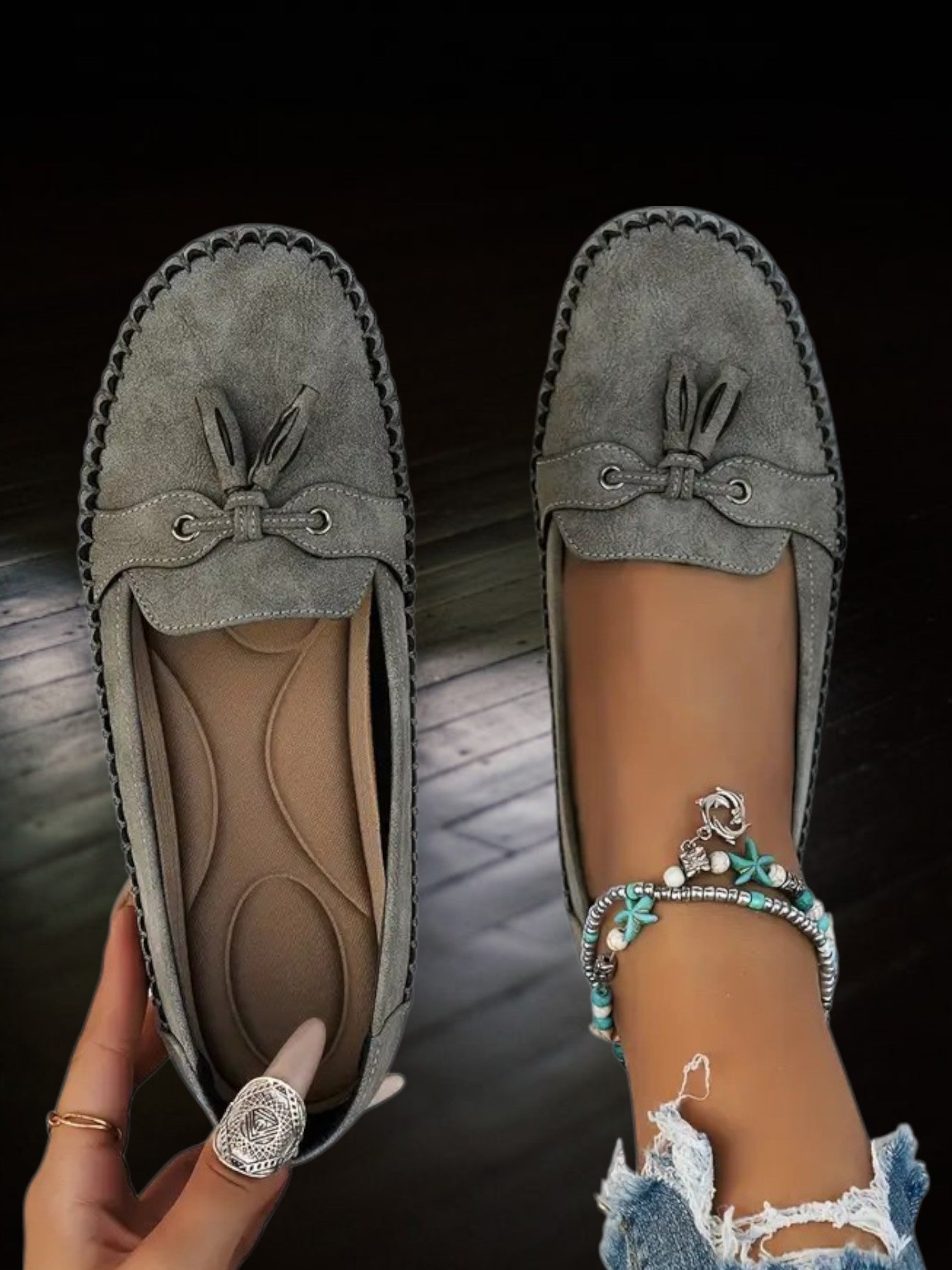 Gwenda | Vintage Women's Moccasin Slippers with Orthopedic Footbed and Soft Padding - TARHUS