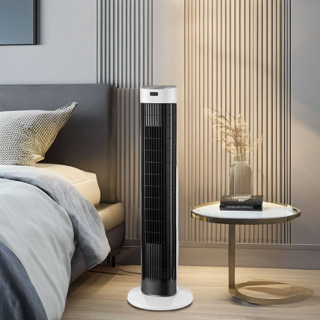 BreezeX | Bladeless Tower Fan – Quiet Oscillating Design for Safe Indoor Cooling
