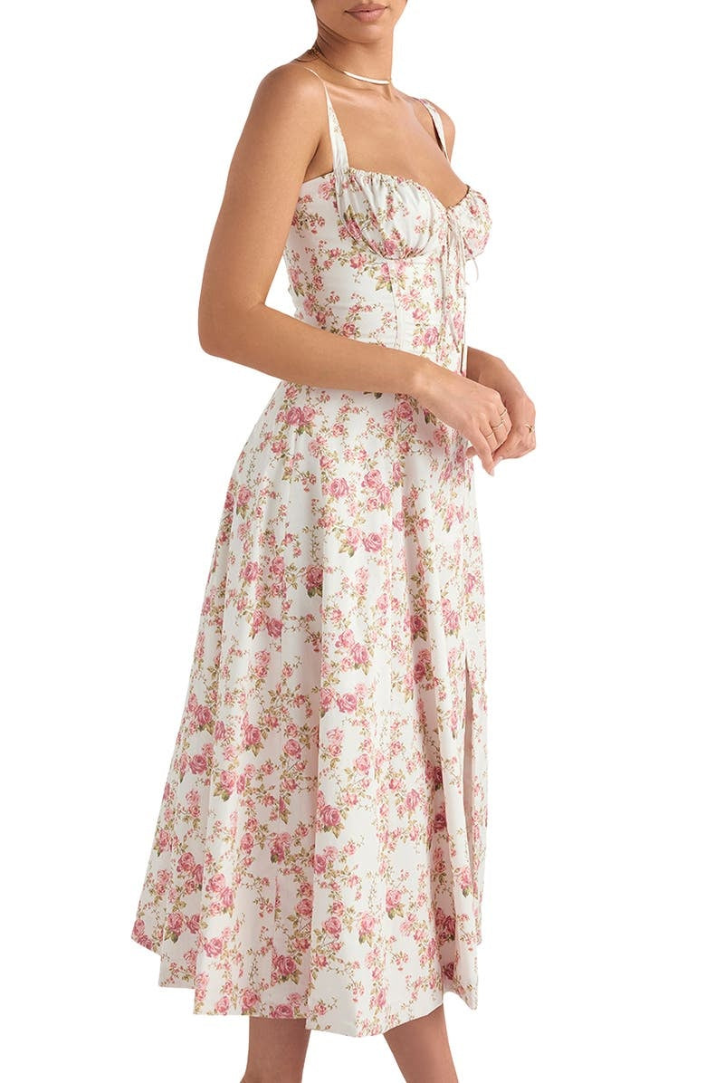 Colette | Floral Strapless Dress With Curved Waist