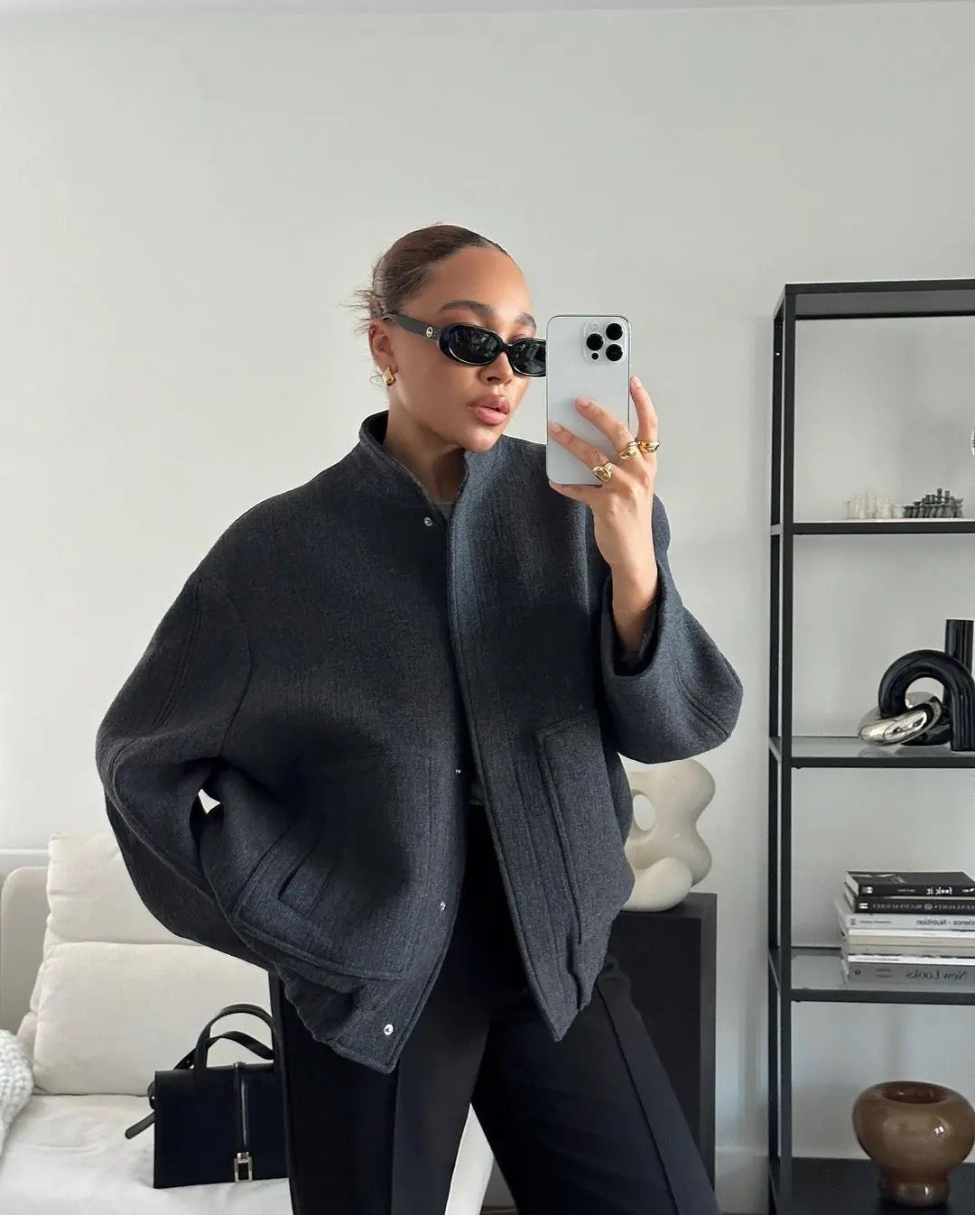 Johanna | Stylish Gray Tweed Winter Jacket - TARHUS
