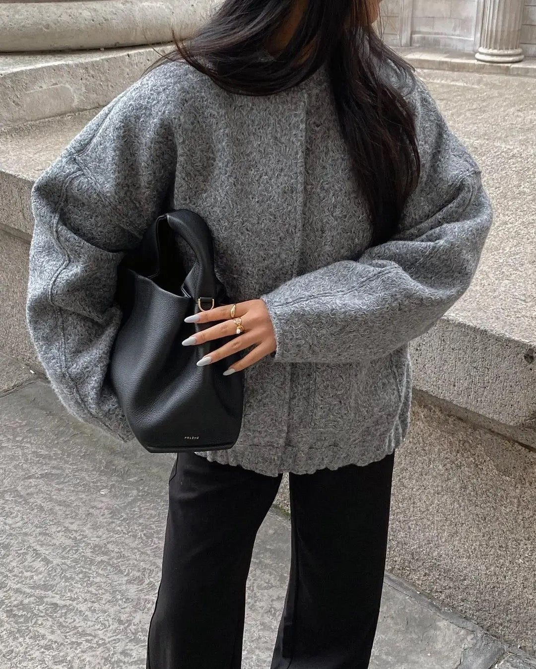 Johanna | Stylish Gray Tweed Winter Jacket - TARHUS