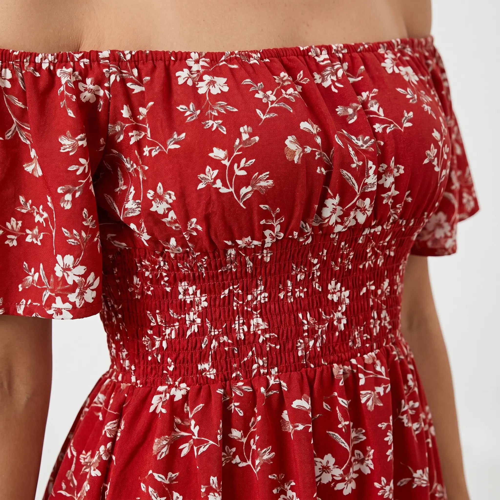 Off-Shoulder Chiffon Midi Dress for Women TARHUS  SS - Womens - Midi Dress
