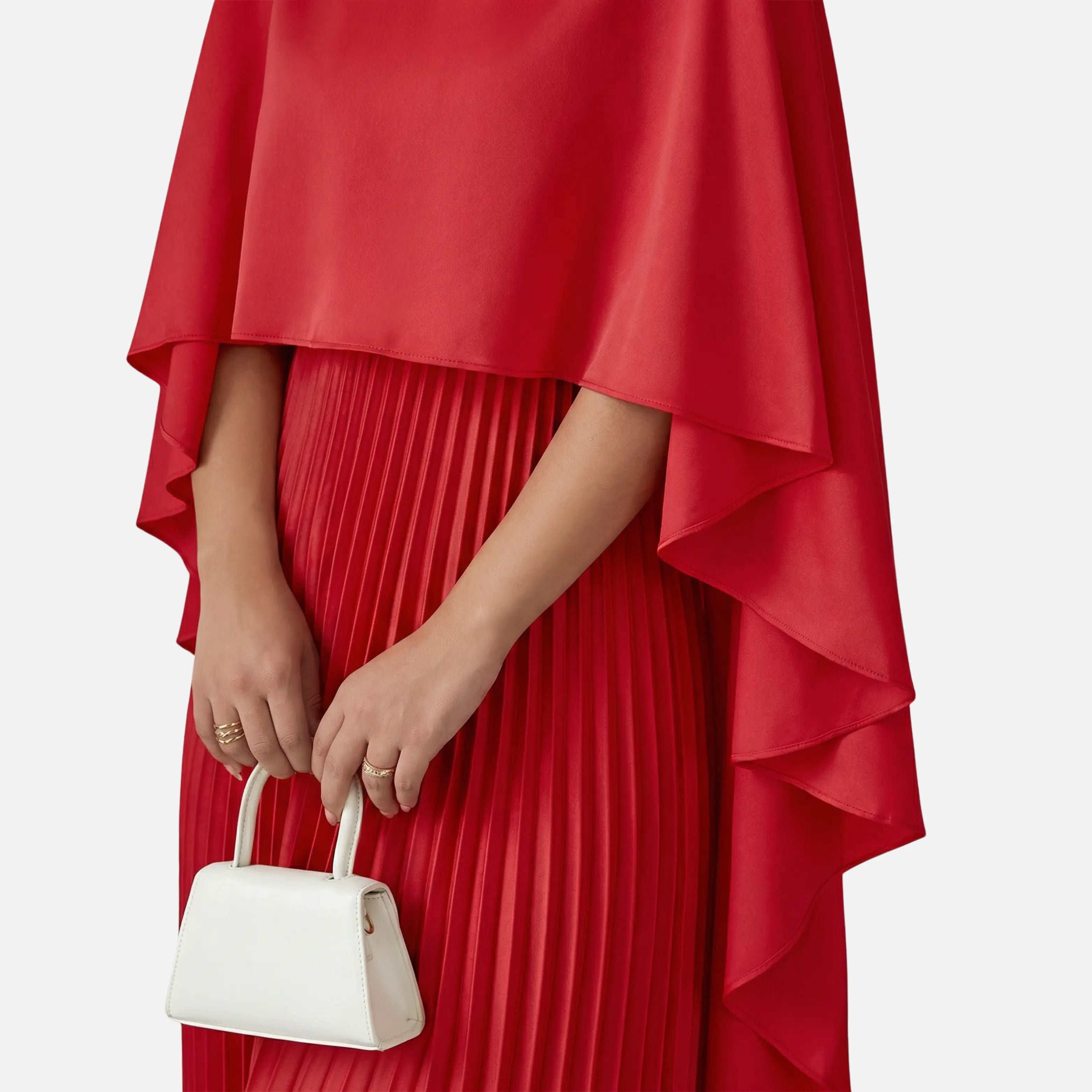 Pleated Chiffon Maxi Dress with Cape Overlay for Women TARHUS  AS - Womens - Dresses