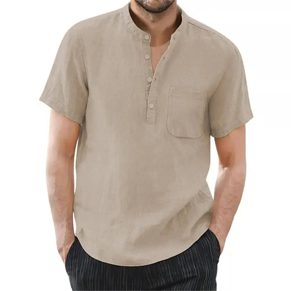 Archer | Men Linen Collar Short Sleeve Summer Shirt TARHUS  Men Shirts