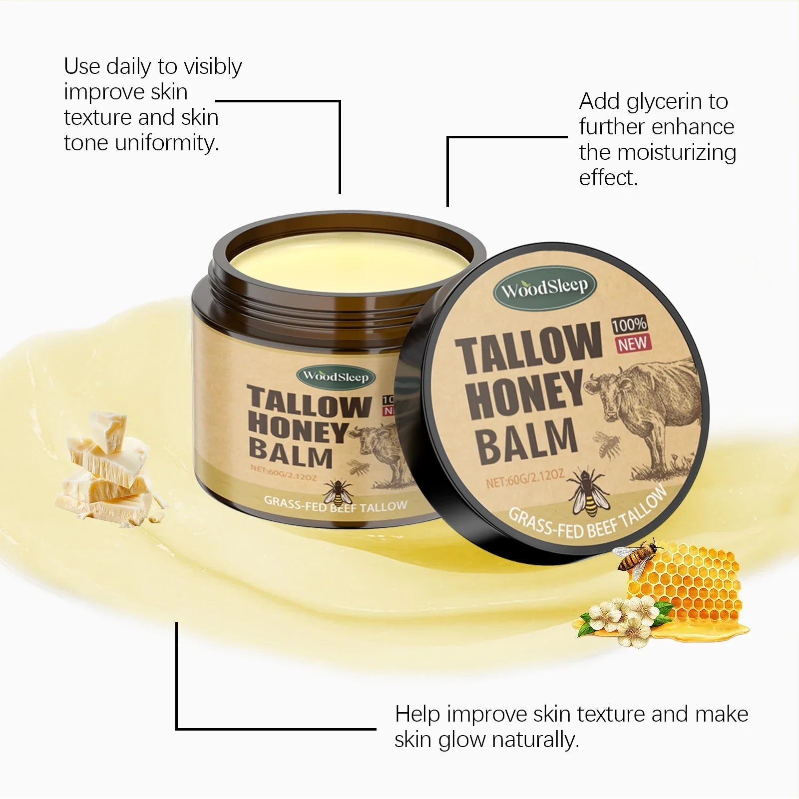 Whipped Glow Tallow & Honey Balm — Natural Face & Body Moisturiser TARHUS