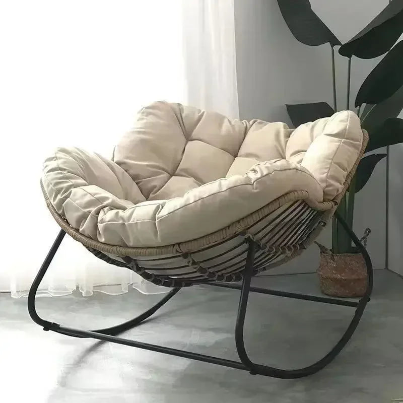 Human Bird Nest Rattan Rocking Chair - TARHUS