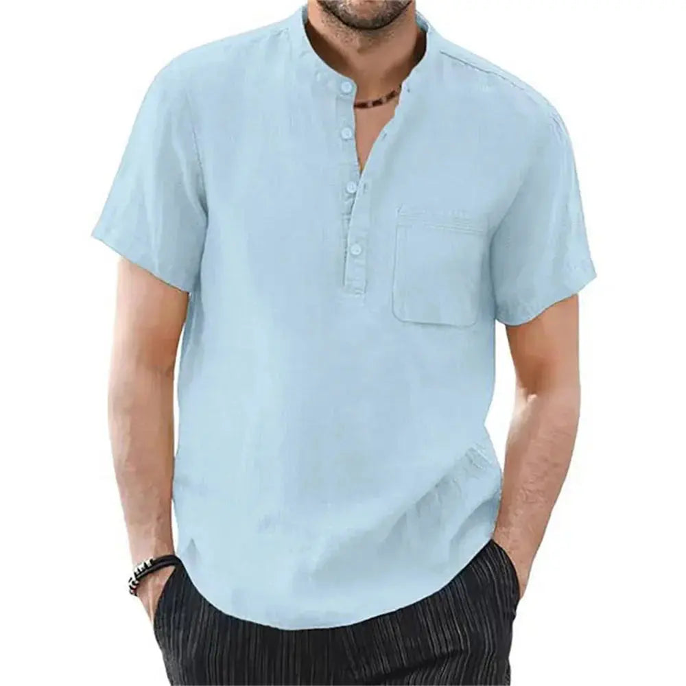 Archer | Men Linen Collar Short Sleeve Summer Shirt TARHUS  Men Shirts
