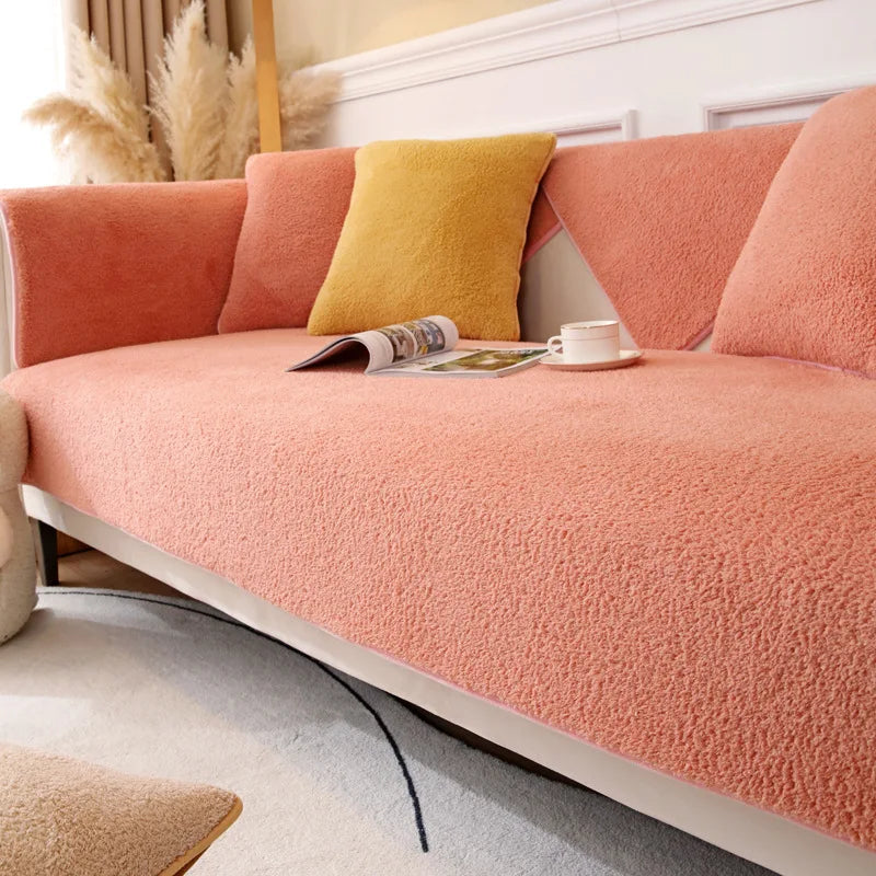 Plush Winter Sofa Cushion Cover – Thick Non-Slip Flannel Couch Protector - TARHUS