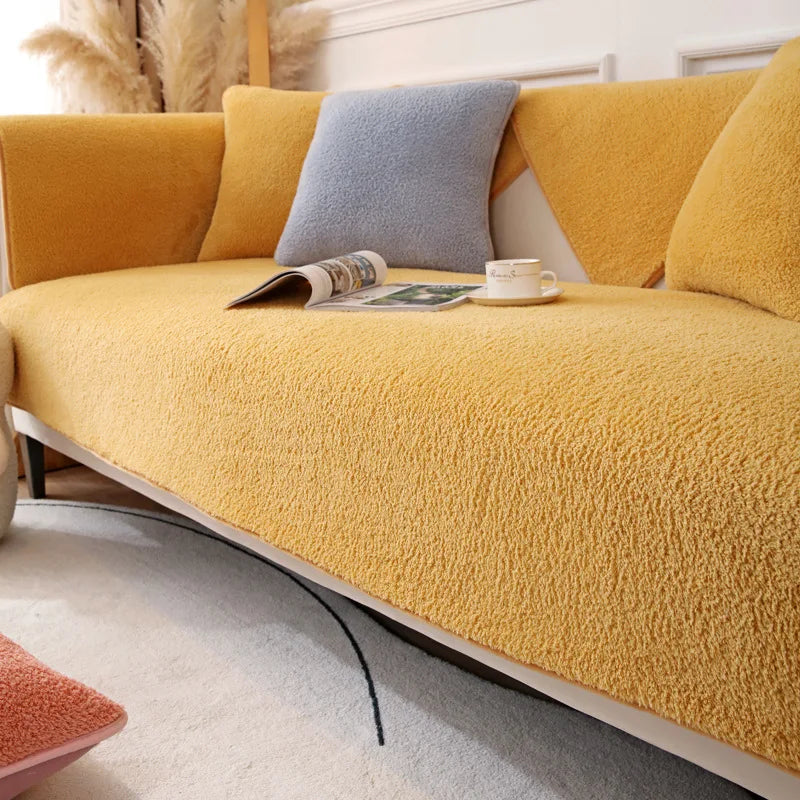 Plush Winter Sofa Cushion Cover – Thick Non-Slip Flannel Couch Protector - TARHUS