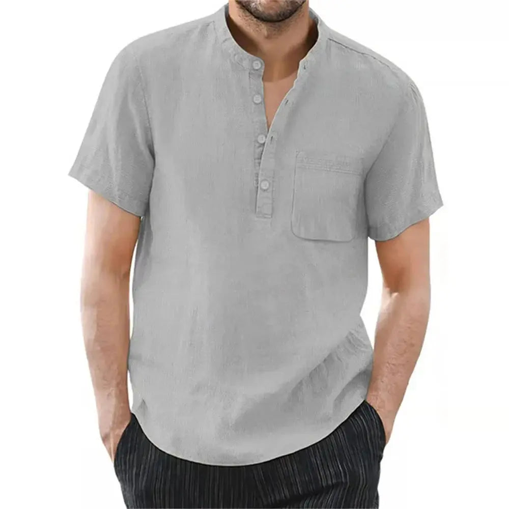 Archer | Men Linen Collar Short Sleeve Summer Shirt TARHUS  Men Shirts