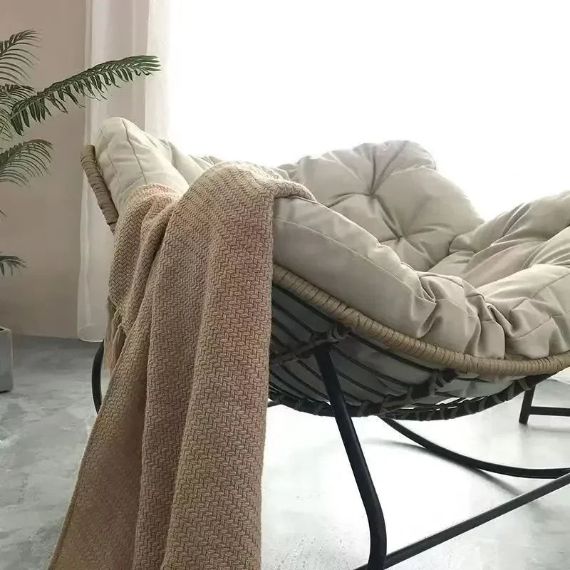 Human Bird Nest Rattan Rocking Chair - TARHUS