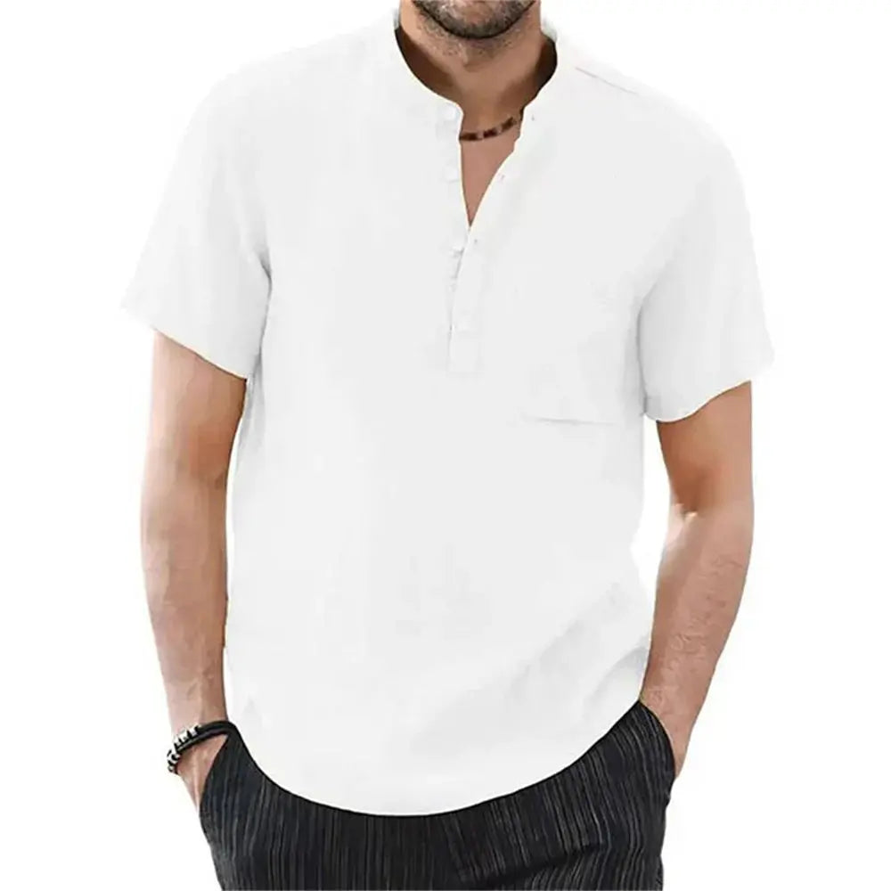 Archer | Men Linen Collar Short Sleeve Summer Shirt TARHUS  Men Shirts
