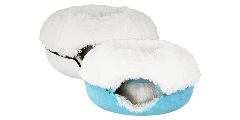 Cat Cave Calming Donut Bed for Anxiety Relief & Cozy Sleeping