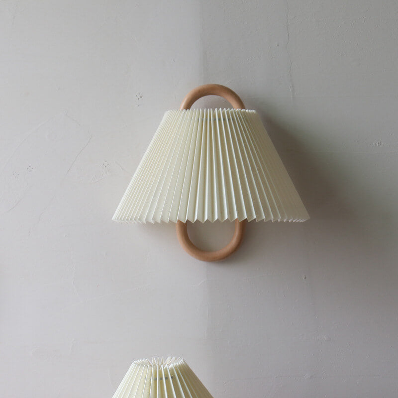 Modern Original Solid Wood Pleated Semi-Circle 1-Light Wall Sconce Lamp - TARHUS