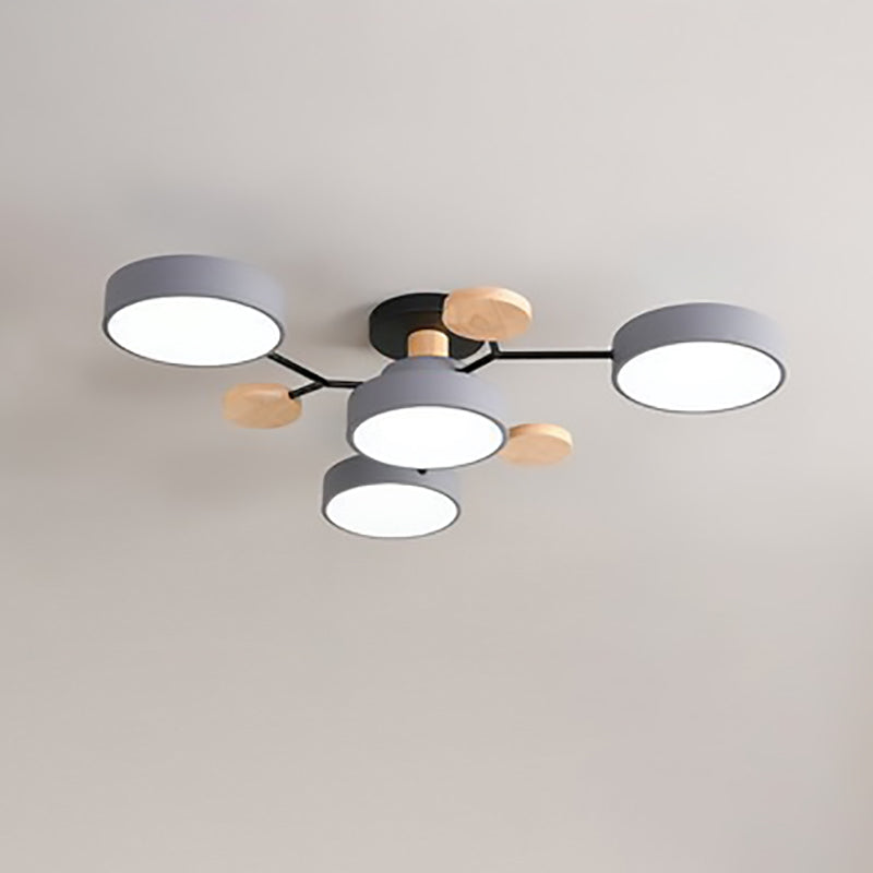 Contemporary Scandinavian Round Molecule Branch Design LED Semi-Flush Mount Ceiling Light For Living Room - TARHUS