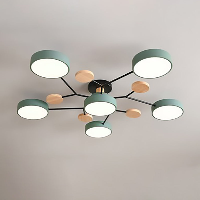 Contemporary Scandinavian Round Molecule Branch Design LED Semi-Flush Mount Ceiling Light For Living Room - TARHUS