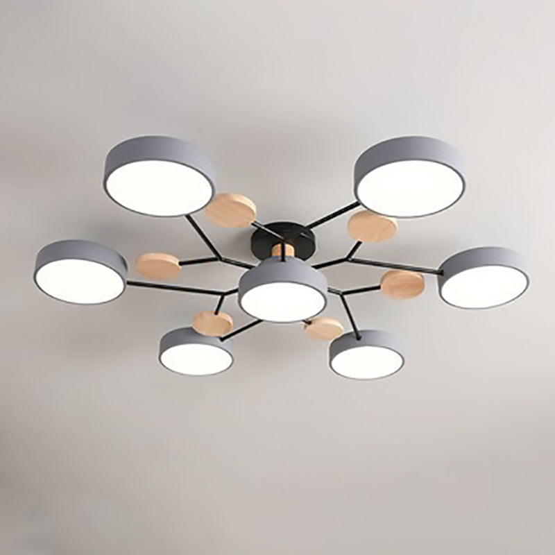 Contemporary Scandinavian Round Molecule Branch Design LED Semi-Flush Mount Ceiling Light For Living Room - TARHUS