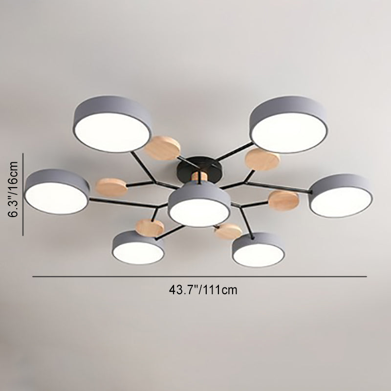 Contemporary Scandinavian Round Molecule Branch Design LED Semi-Flush Mount Ceiling Light For Living Room - TARHUS