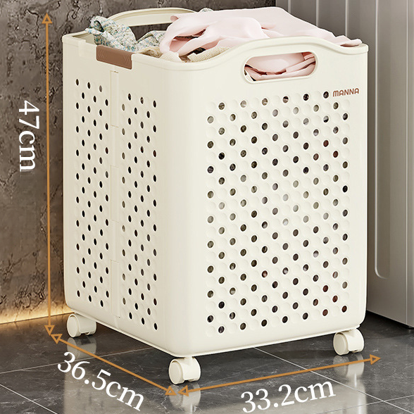 Large Capacity Collapsible Laundry Basket: Breathable Design & Built-In Wheels - TARHUS