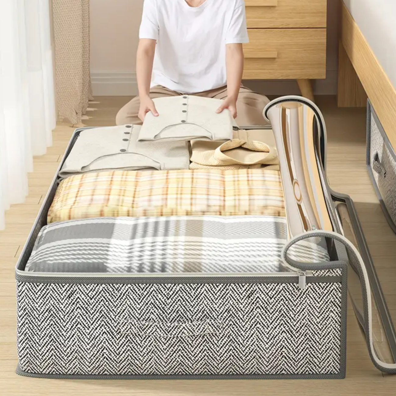 Extra Large Under Bed Storage Bags – Foldable Clothes Organizer with Zipper & Handles - TARHUS