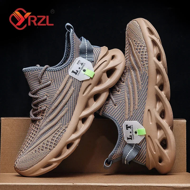 YRZL Men Sports Running Black Jogging Shoes Casual Sneakers Outdoor Breathable Mesh Women Light Shock-absorption Black Tennis TARHUS