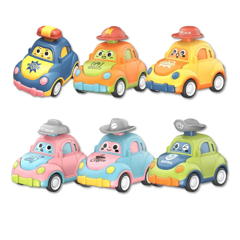 Pull Back Cartoon Car Toy Set for Kids – Fire Truck, Police & More - TARHUS