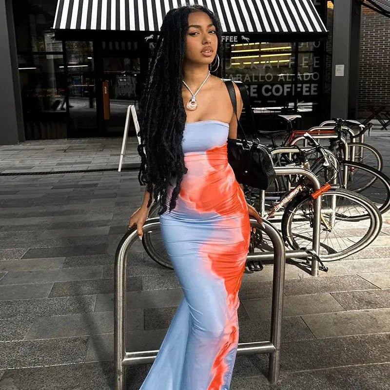 Aurea | Women Strapless Printed Maxi Beach Dress TARHUS  Maxi Dress