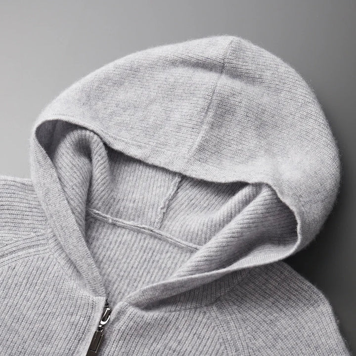 Fabian | Men’s Cashmere Zipper Vest with Hood – Luxury Knit Hoodie TARHUS