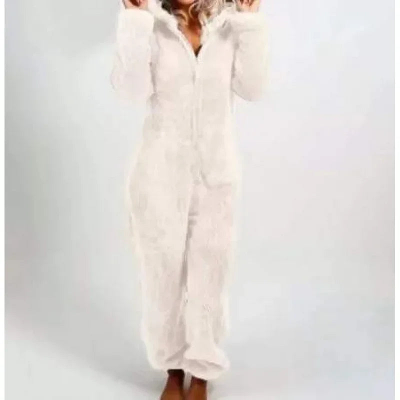 Women's Cozy Fleece-Lined Hooded Jumpsuit - TARHUS