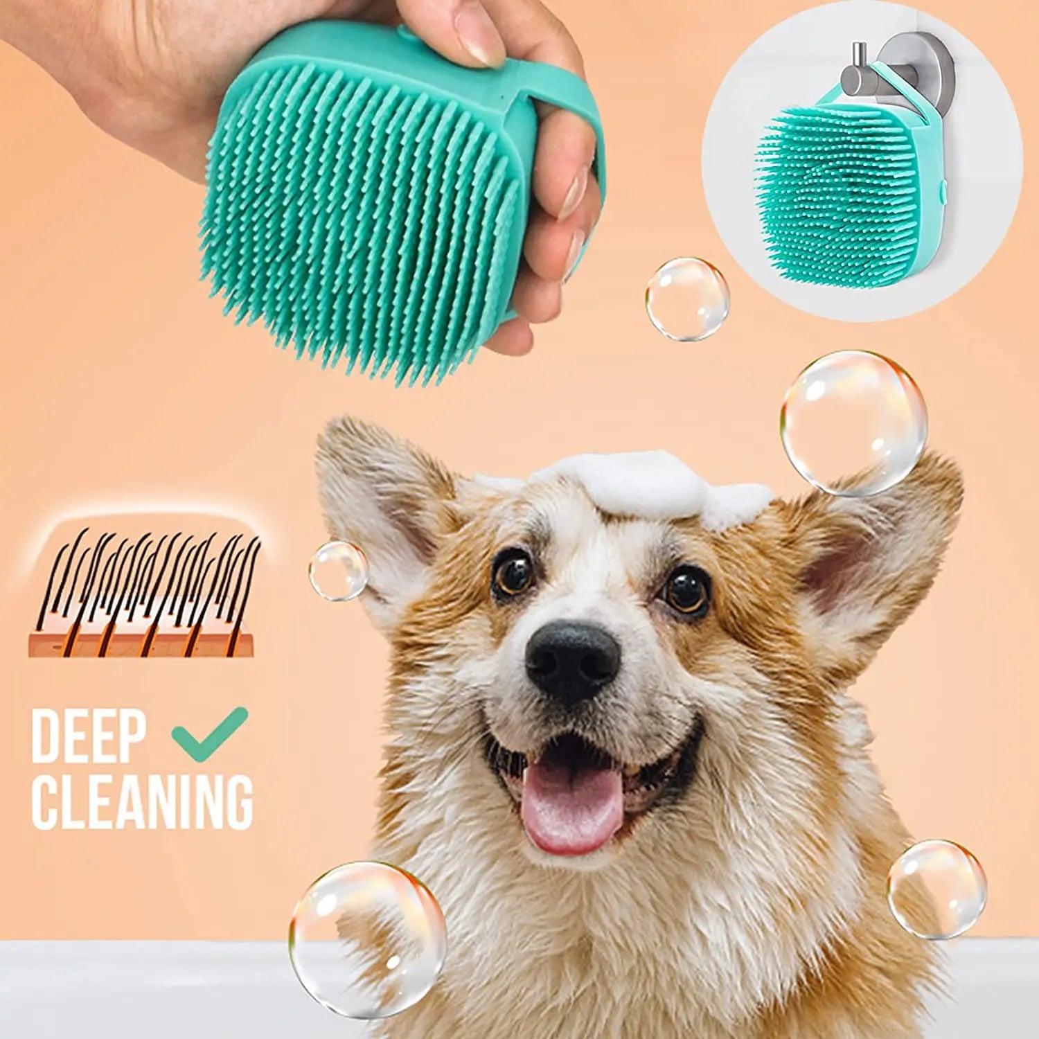Dog Bath & Grooming Brush – 2-in-1 Shampoo & Massage Tool