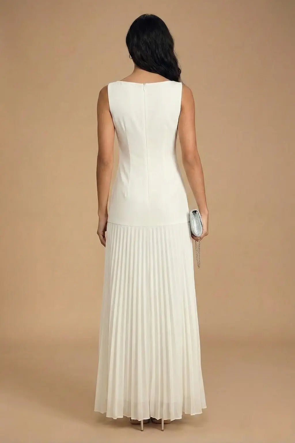 Sleeveless Fitted Bodice Pleated Maxi Evening Dress for Women TARHUS  AS - Womens - Maxi Dress