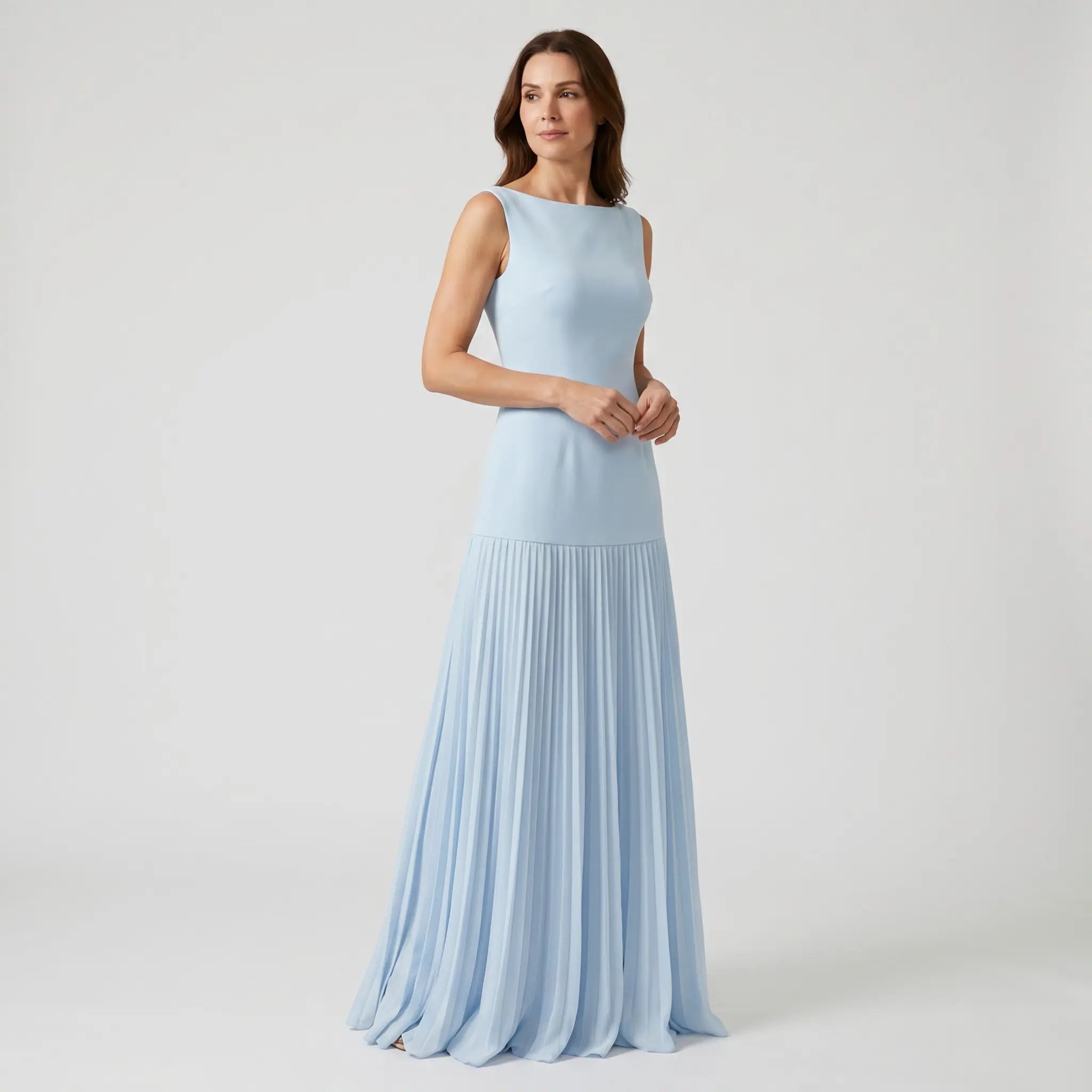 Sleeveless Fitted Bodice Pleated Maxi Evening Dress for Women TARHUS  AS - Womens - Maxi Dress
