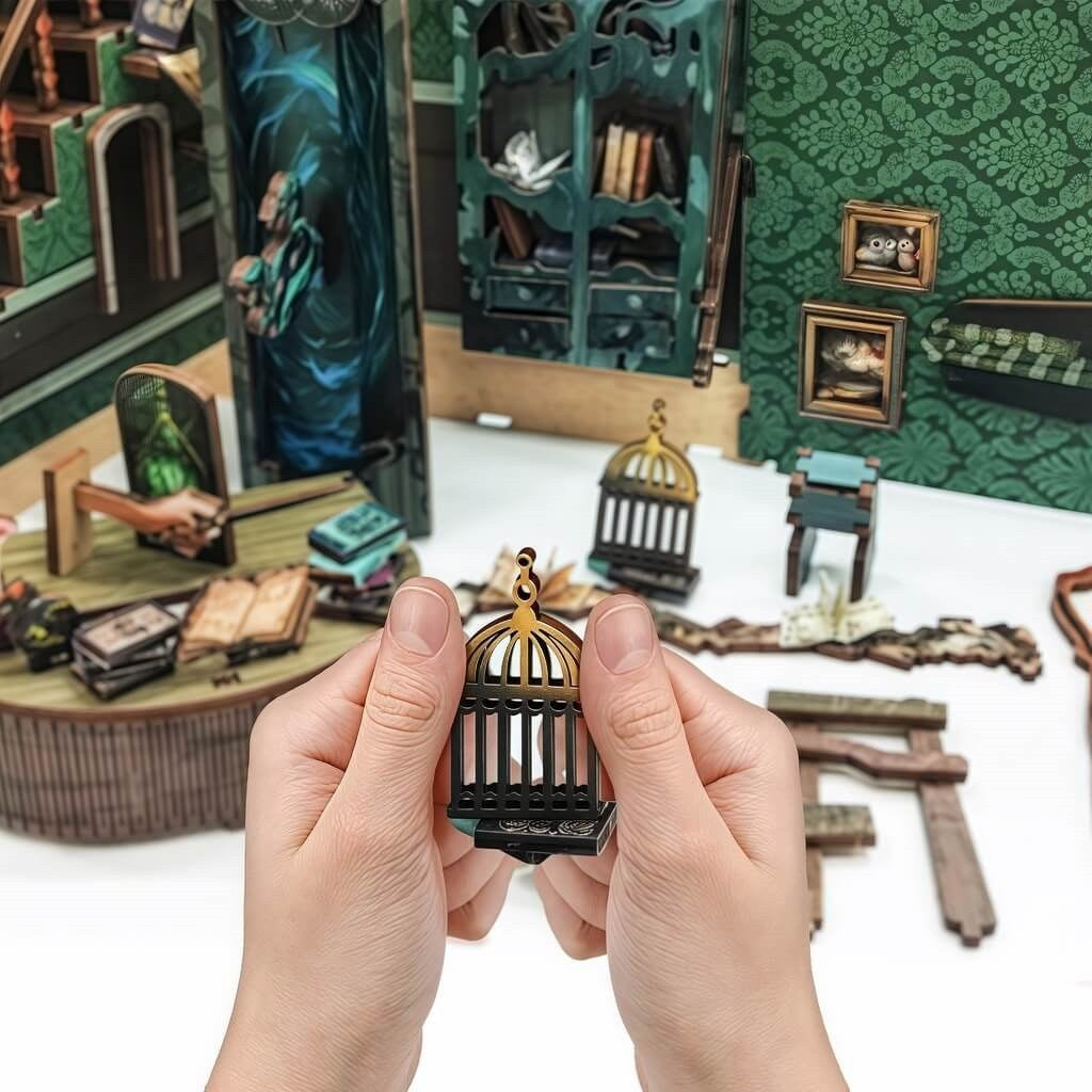 Snake House DIY Book Nook Kit - Slytherin Bookshelf Decor - TARHUS