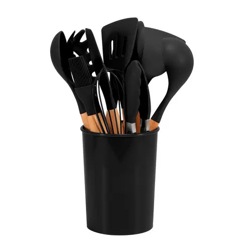 Silicone Cooking Utensils Set | 12-Piece Heat-Resistant – Bamboo Handles TARHUS  Cooking Utensils